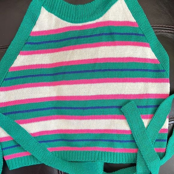 EE SOME Striped halter knit tank top large - Picture 4 of 6